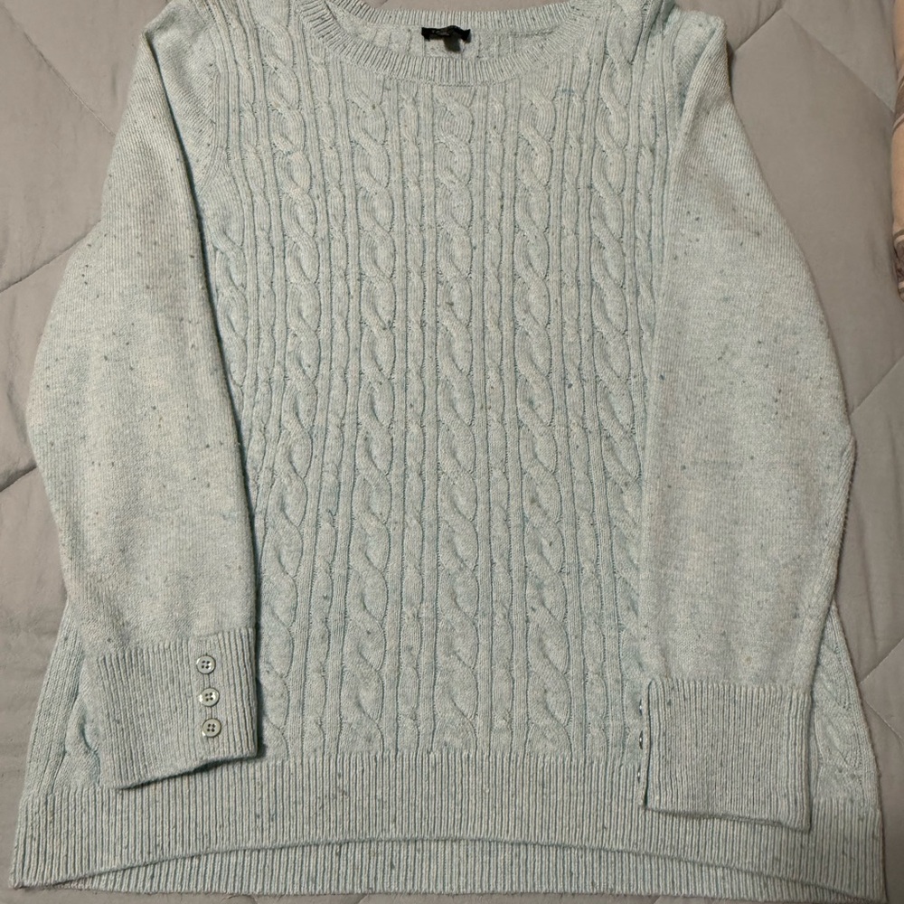 Talbots Soft Blue Cable Knit Sweater
